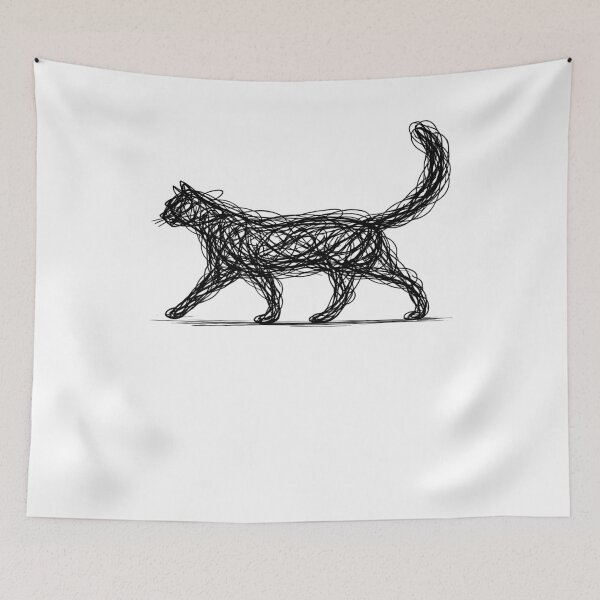 Item preview, Scribble Cat Abstract Sketch Minimalist Line Art Japanese designed and sold by MuniraWearify.