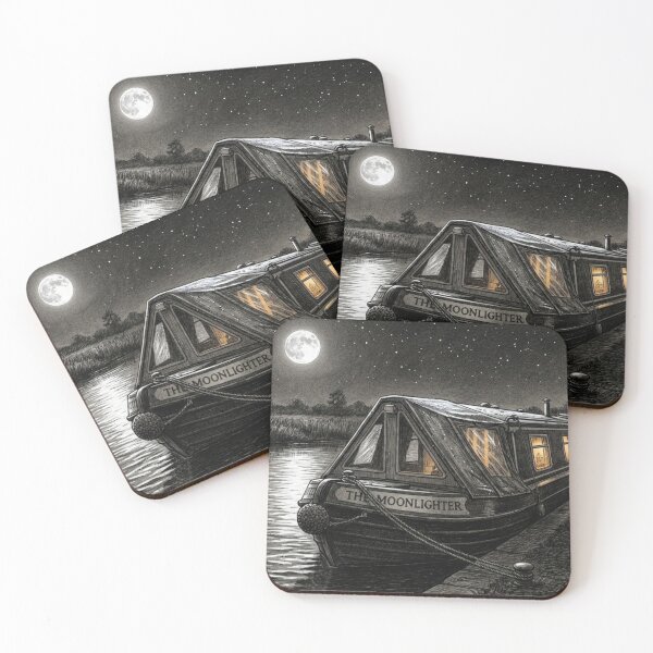 Item preview, Narrowboat in Moonlight Under a Starry Sky designed and sold by Be Original - Seb Jay.