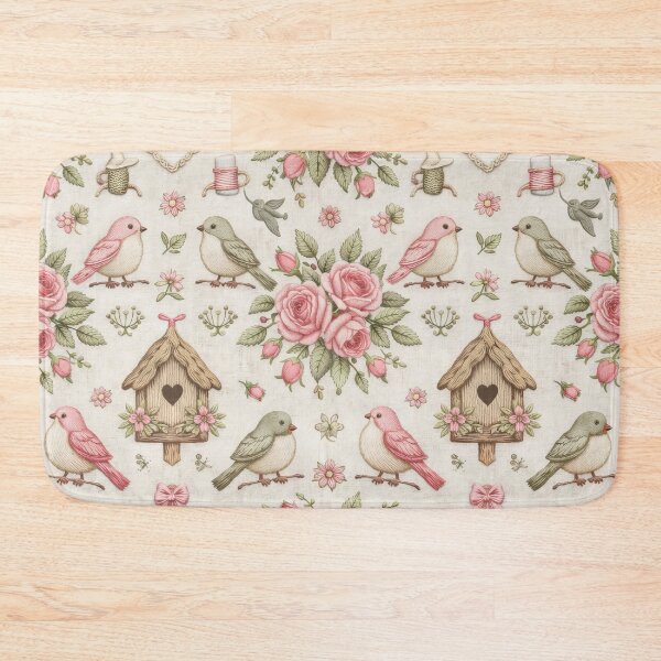 Item preview, Shabby Chic Whimsy Birds & Roses in Pink designed and sold by scicilysimonee.