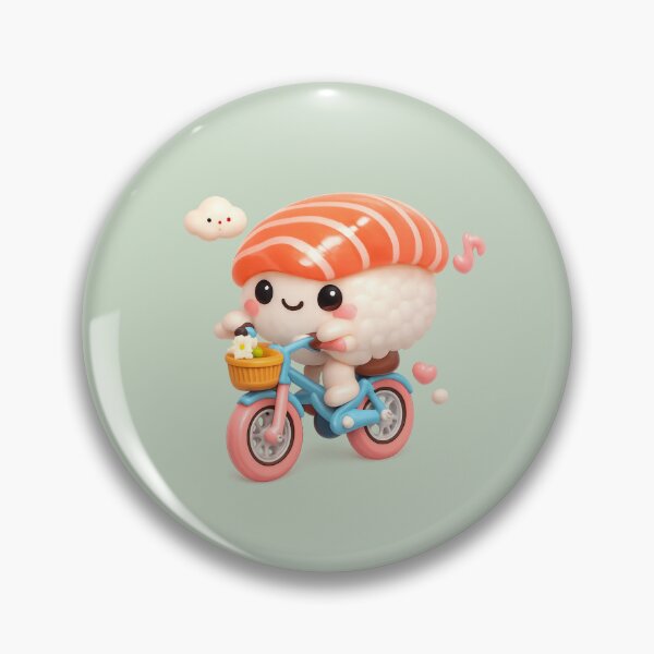 Item preview, Cute Sushi Riding Bicycle | Kawaii Fun Salmon Nigiri Sushi Character designed and sold by Moons Studio.