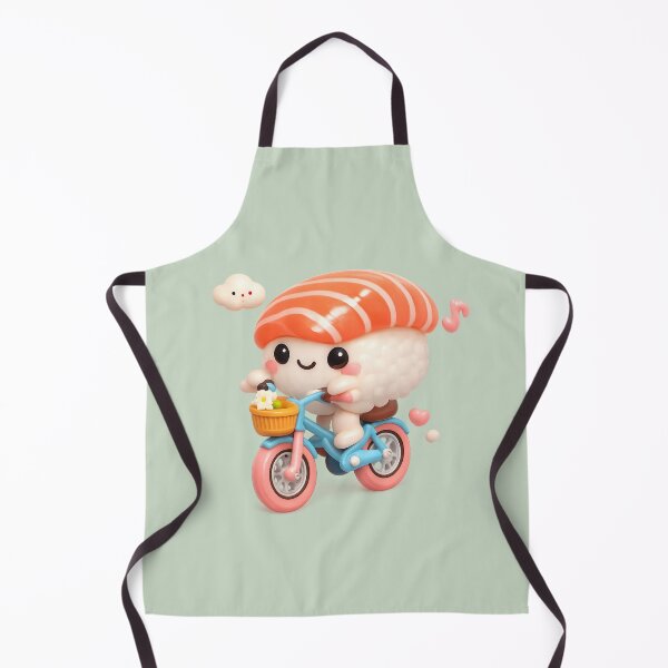 Item preview, Cute Sushi Riding Bicycle | Kawaii Fun Salmon Nigiri Sushi Character designed and sold by Moons Studio.
