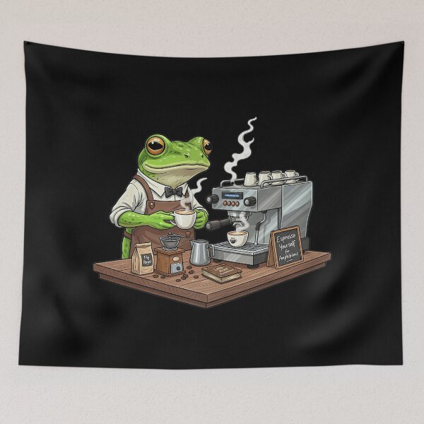Item preview, Dapper Frog Barista Espresso Yourself Coffee Art designed and sold by Silent Watch Threads..