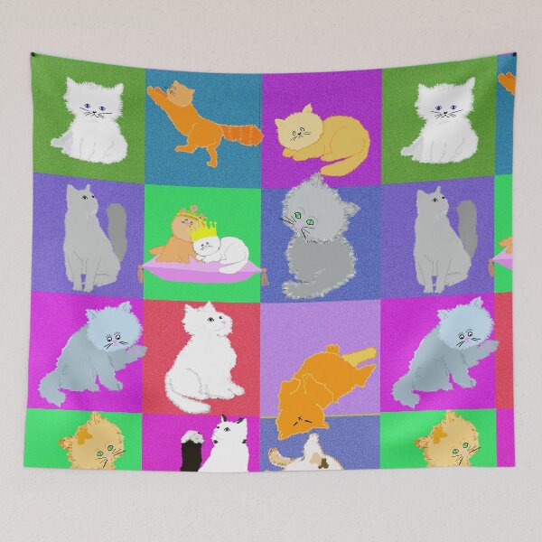 Item preview, Boxes of Cats – Colorful Whimsical Cat Illustration Grid designed and sold by MidModMagic.