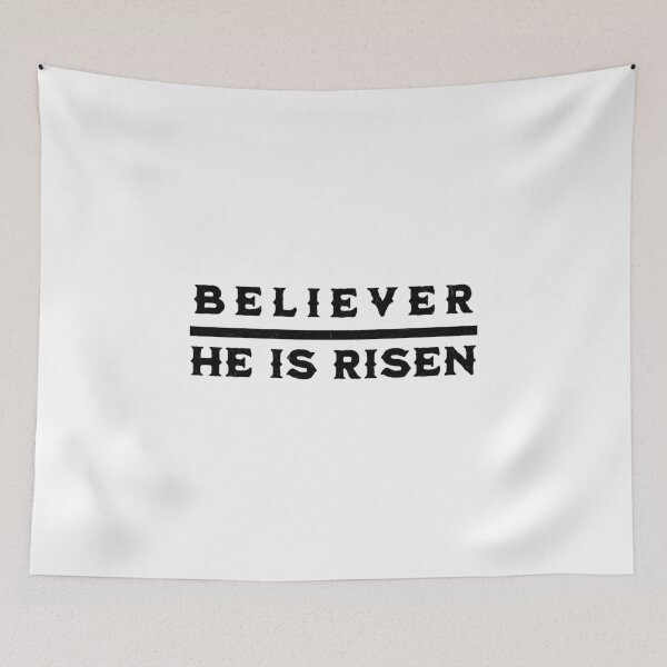 Item preview, Believer - He Is Risen - Easter Christian T-Shirt + other products - White Text Edition designed and sold by RMD-Design.