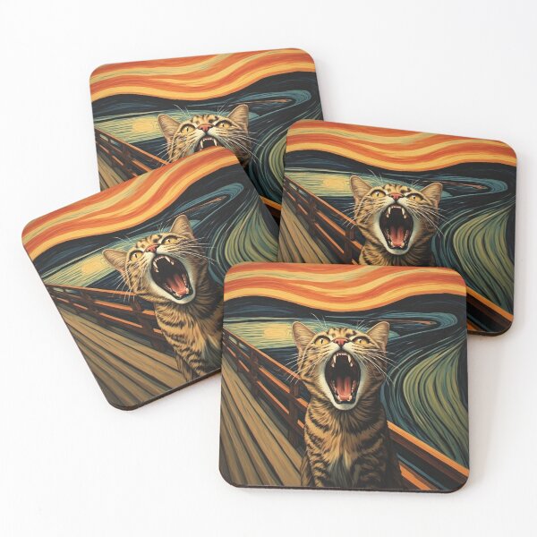 Item preview, Un chat inspiré par le tableau de Munch « Le Cri ».  designed and sold by Natalia-Vlad.