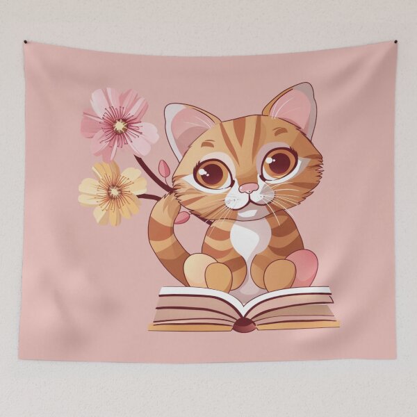 Item preview, Bookish Japanese Cat designed and sold by bubblyrainbow.