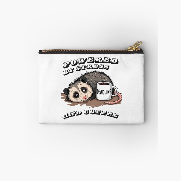 Item preview, Powered By Stress And Coffee - Funny Opossum Work Humor designed and sold by TobiasLogic.