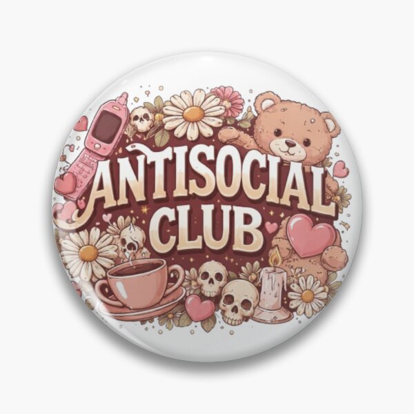Item preview, Antisocial Club Aesthetic Retro Typography Cute Introvert Pastel Graphic Design designed and sold by Sanika arts .