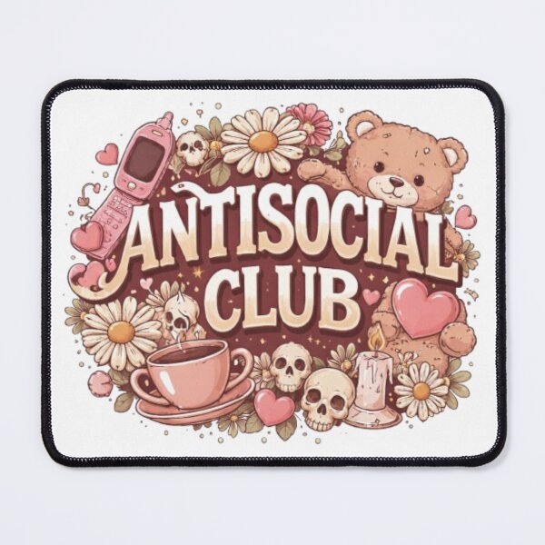 Item preview, Antisocial Club Aesthetic Retro Typography Cute Introvert Pastel Graphic Design designed and sold by Sanika arts .