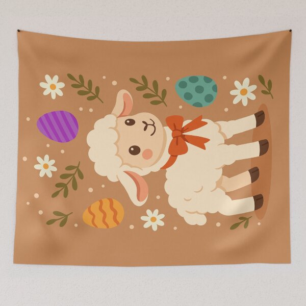 Item preview, Easter Lamb with Flowers and Eggs designed and sold by Ghost on Toast.