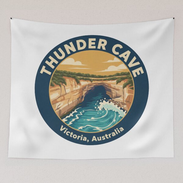 Item preview, Thunder Cave, VIC – Vintage Australian Travel Badge Sticker designed and sold by Random Designs.