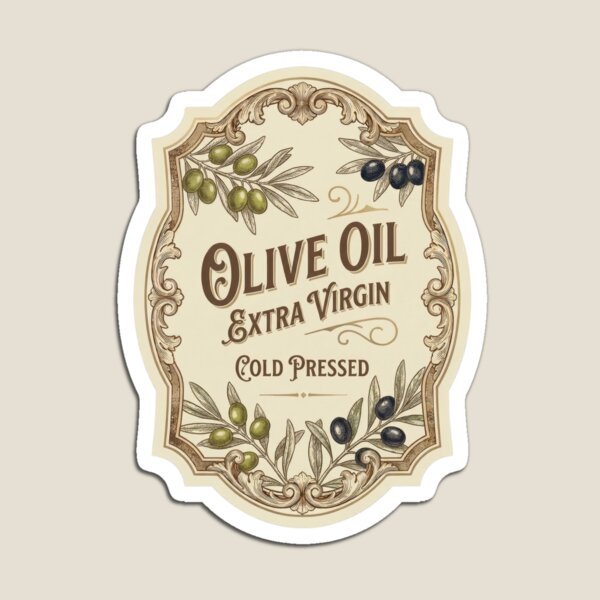 Item preview, Olive Oil Label - Vintage Mediterranean - Botanical Extra Virgin - Cold Pressed designed and sold by thisticker.