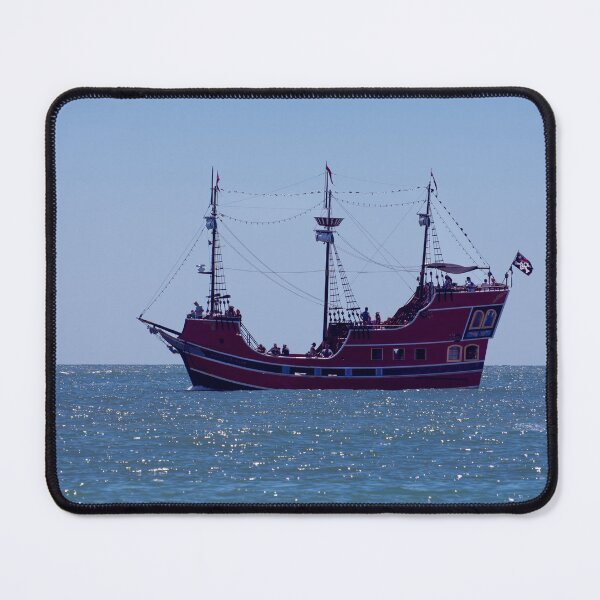 Item preview, Red Pirate Ship on the Ocean designed and sold by Zina Stromberg.