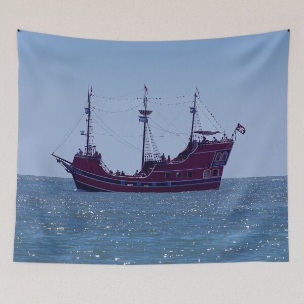 Item preview, Red Pirate Ship on the Ocean designed and sold by Zina Stromberg.