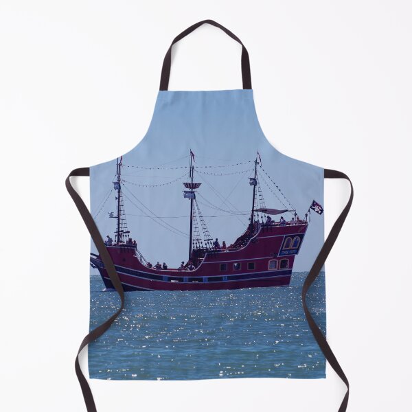 Item preview, Red Pirate Ship on the Ocean designed and sold by Zina Stromberg.