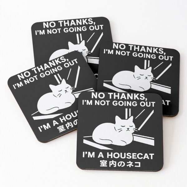 Item preview, No Thanks I’m Not Going Out – I’m a Housecat (WHITE) | Introvert Cat Design designed and sold by DiamondSkyShirt.