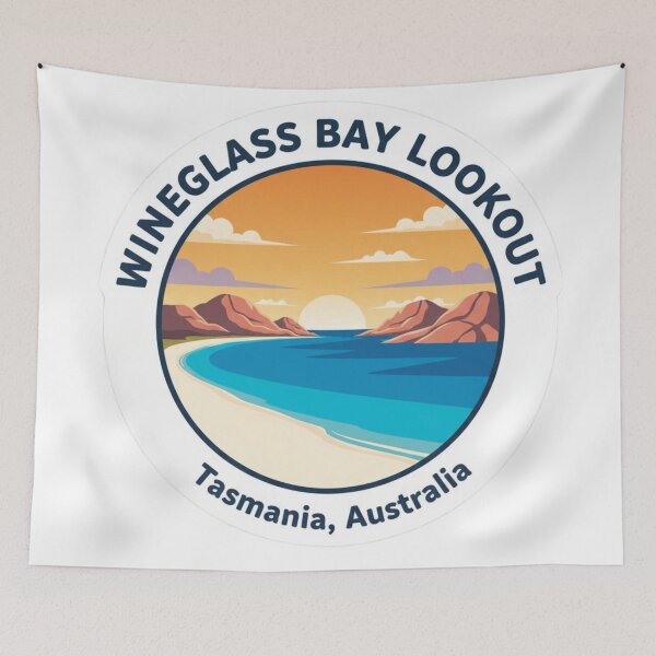 Item preview, Wineglass Bay Lookout, TAS – Vintage Australian Travel Badge Sticker designed and sold by Random Designs.