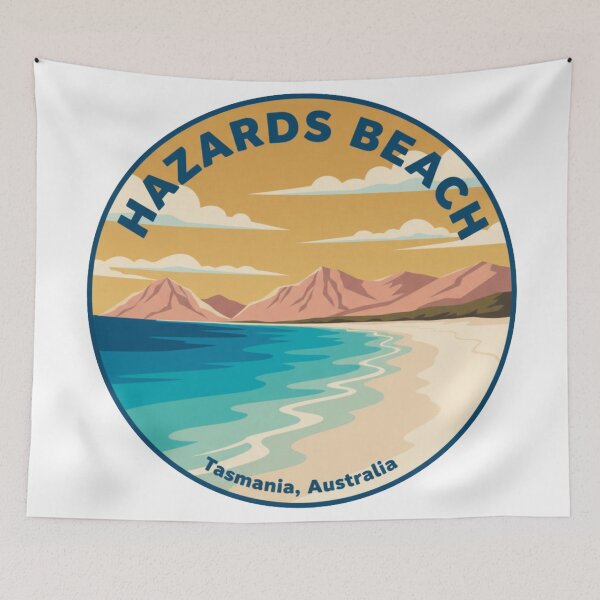 Item preview, Hazards Beach, TAS – Vintage Australian Travel Badge Sticker designed and sold by Random Designs.