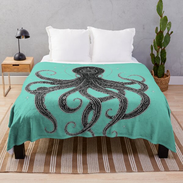 Item preview, Cosmic Octopus (BLACK) Space Art – Celestial Kraken Galaxy Illustration – Black and White Astronomy Ocean Design designed and sold by DiamondSkyShirt.
