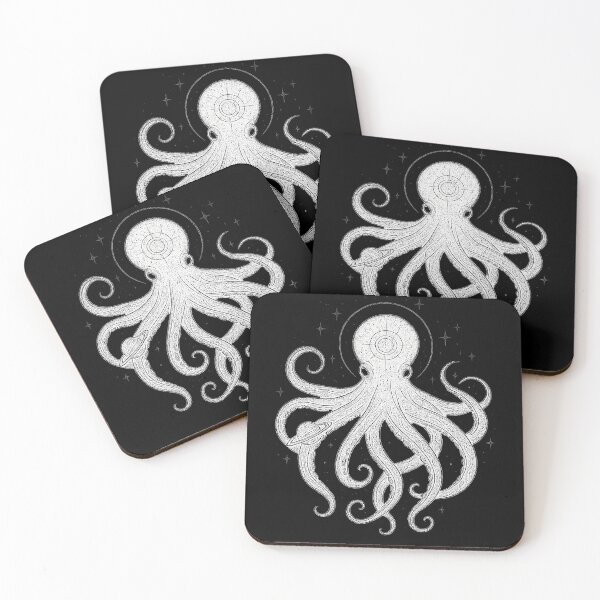 Item preview, Cosmic Octopus (WHITE) Space Art – Celestial Kraken Galaxy Illustration – Black and White Astronomy Ocean Design designed and sold by DiamondSkyShirt.