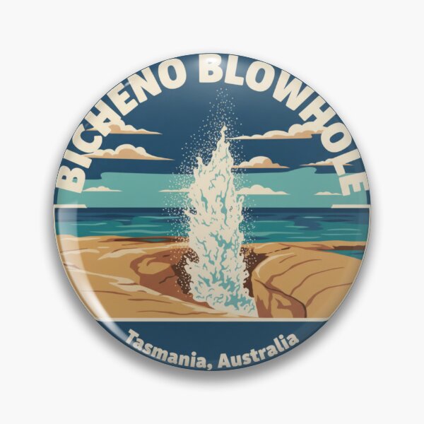 Item preview, Bicheno Blowhole, TAS – Vintage Australian Travel Badge Sticker designed and sold by Random Designs.