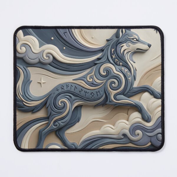 Item preview, Celestial Wolf Gokboru | Ancient Turkic Mythology Relief Art | Blue & Gold designed and sold by ErlickStudioArt.