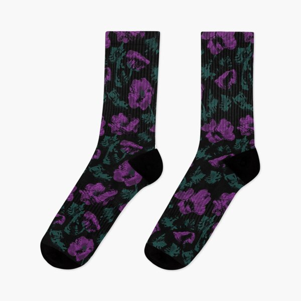 Item preview, Purple flowers on black background  designed and sold by fuzzyfox.