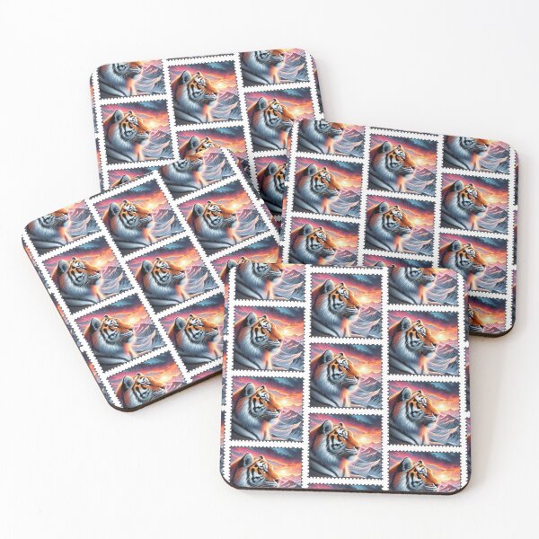 Item preview, Tiger of the Snowy Mountain Vibrant-Colored Stamp designed and sold by nikkolaus.