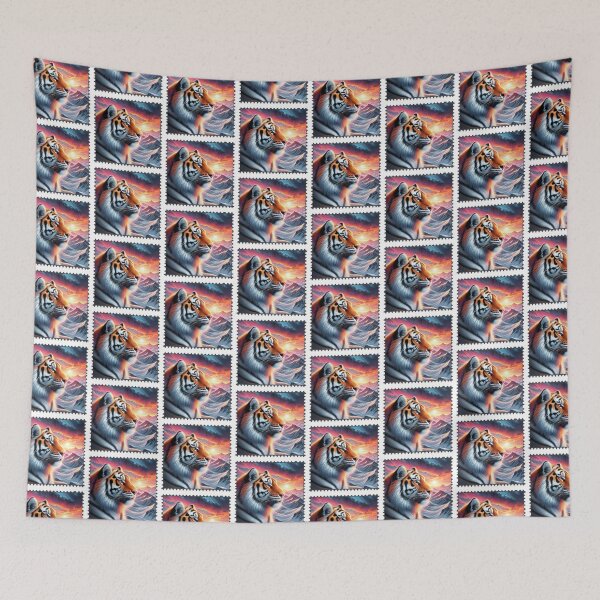 Item preview, Tiger of the Snowy Mountain Vibrant-Colored Stamp designed and sold by nikkolaus.
