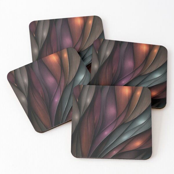 Item preview, Luxurious Abstract Feather Layers in Rich Crimson, Teal & Bronze designed and sold by Whimsy Wonder Ai.