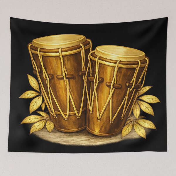 Item preview, Garifuna Drums Gold Cultural Illustration designed and sold by ezsketch25.