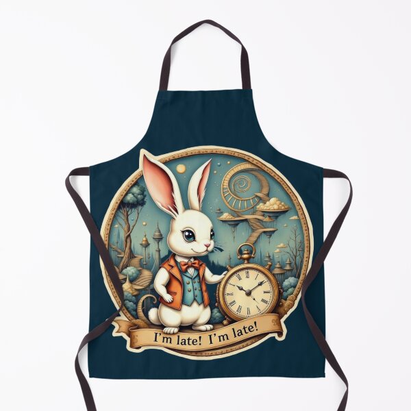 Item preview, Whimsical White Rabbit Wonderland Art – “I’m Late!” Fantasy Clockwork Dream Illustration designed and sold by Whimsical Art by Angela.