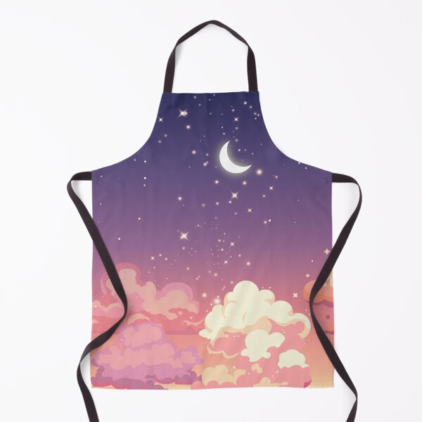 Item preview, Lunar Love with clouds and gradient sky in space blue to peach designed and sold by Moody Moon.