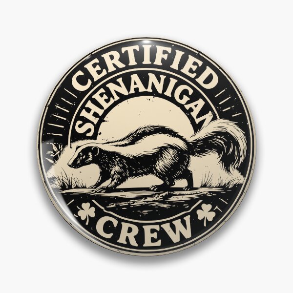 Item preview, St Patricks Day Skunk Certified Shenanigan Crew Badge designed and sold by Imaginationbeyond.
