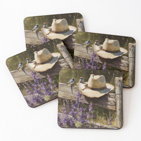 Item preview, Rustic cowboy hat on wood post fence print designed and sold by dcrc.