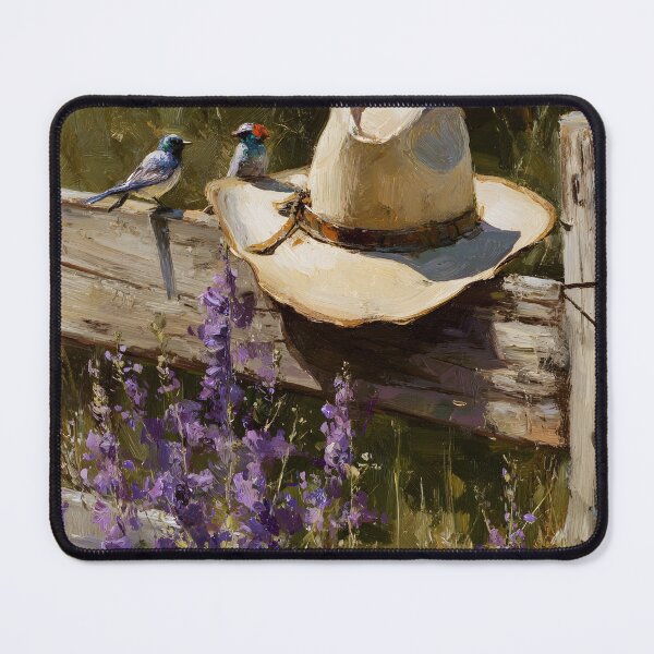 Item preview, Rustic cowboy hat on wood post fence print designed and sold by dcrc.