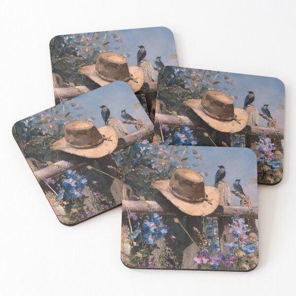 Item preview, Rustic cowboy hat on wood post fence print designed and sold by dcrc.