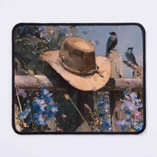 Item preview, Rustic cowboy hat on wood post fence print designed and sold by dcrc.