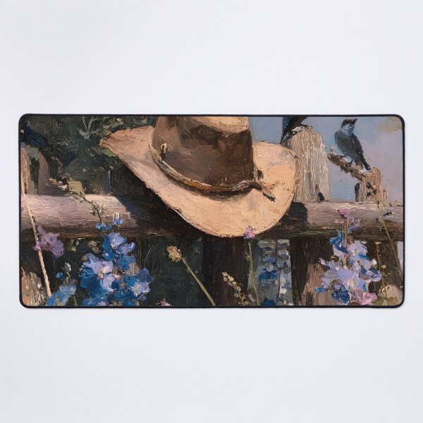Item preview, Rustic cowboy hat on wood post fence print designed and sold by dcrc.