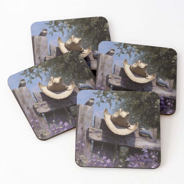 Item preview, Rustic cowboy hat on wood post fence print designed and sold by dcrc.
