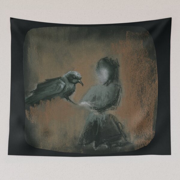 Item preview, Gothic Raven Faceless Girl Dark Art Print designed and sold by Dariia Zhyrova.