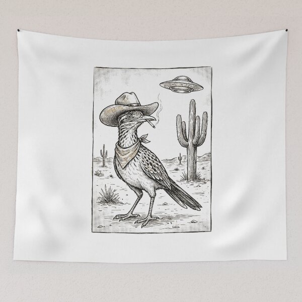 Item preview, Cowboy Roadrunner Alien UFO Western designed and sold by AdyKurniawan.