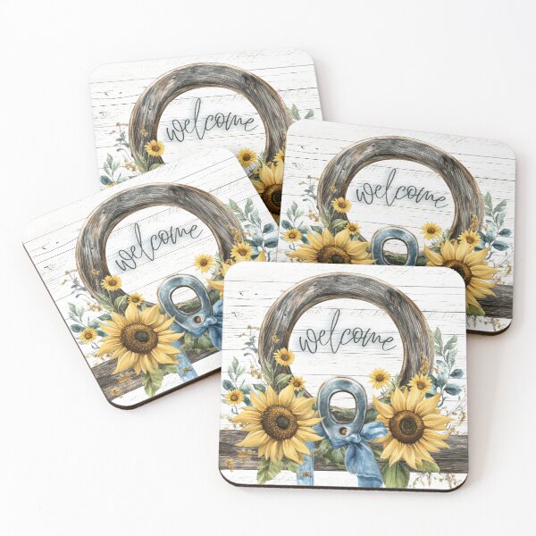 Item preview, Welcome wall art western sunflower wreath designed and sold by Found&Foraged Fine Art.