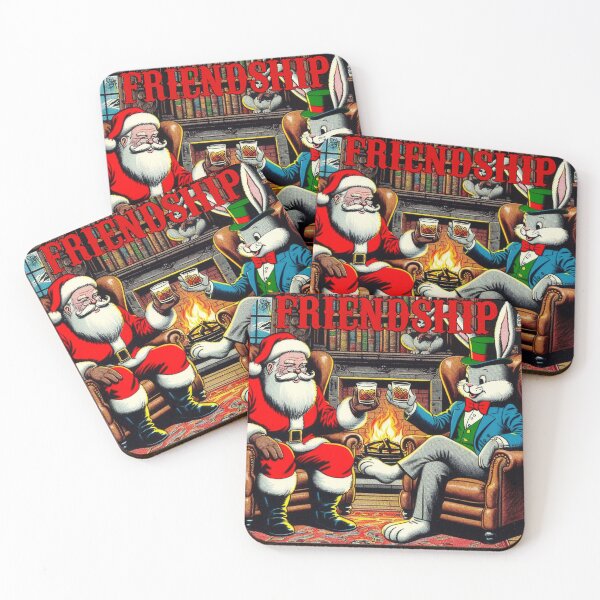 Item preview, Friendship – Santa & Easter Bunny Drinking by the Fire | Funny Retro Holiday Shirt designed and sold by DiamondSkyShirt.