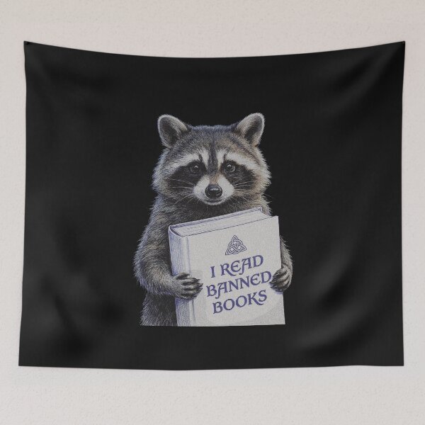 Item preview, I Read Banned Books Raccoon designed and sold by AdyKurniawan.