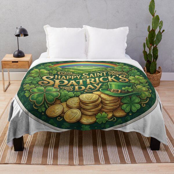 Item preview, Happy Saint Patricks Day Golden Shamrock Art designed and sold by inamosone.