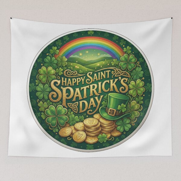 Item preview, Happy Saint Patricks Day Golden Shamrock Art designed and sold by inamosone.
