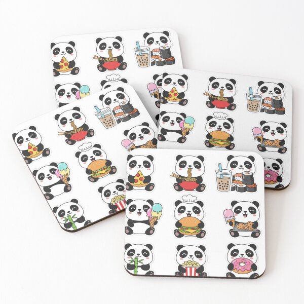 Item preview, Cute Foodie Panda Sticker Pack – Kawaii Panda Eating Pizza, Ramen, Sushi, Burger & Donut Laptop Stickers designed and sold by snaperos.