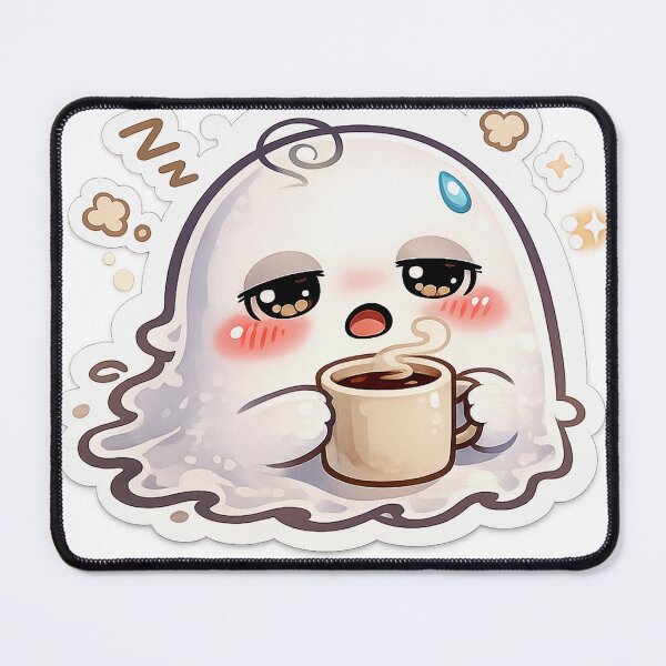 Item preview, Cute Sleepy Ghost PNG, Kawaii Coffee Ghost Design, Funny Tired Halloween Sticker, Pastel Spooky Digital Download for T Shirt designed and sold by AestheticLoveArt.