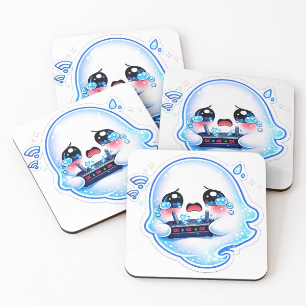Item preview, Crying Cute Ghost with Broken WiFi Router – Funny Digital Culture Cartoon Sticker PNG designed and sold by AestheticLoveArt.